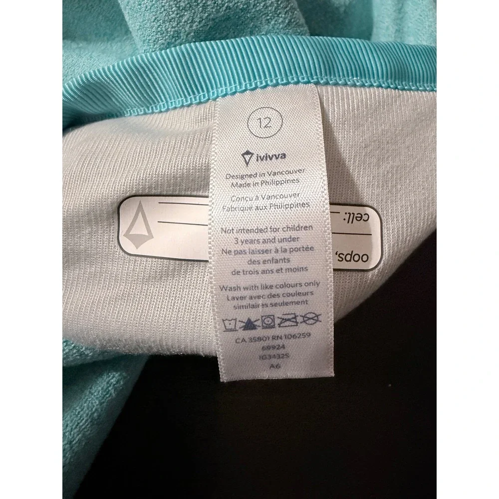 Ivivva Jacket Girls 12 Teal Blue Asymmetric Zip Fleece Lined Funnel Neck Coat